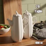 Porsima 17020 2li Pumpkin Porselen Çok Amaçlı Sunum Ve Servis Yağdanlığı Yağlık Sirkelik Yağdanlık 1000+1000 Ml Beyaz