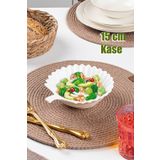 Porsima 1747n Opal Cam Kase, Derin Salata Kase Sunum, Servis Kasesi Servis Tabağı Yaprak Desenli 15 Cm