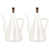Porsima 17558 Mantar Kapaklı Borosilikat Cam 2li Yağlık Sirkelik Yağdanlık 600+600 ml