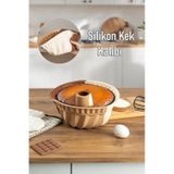 Porsima 193 Silikon Kek Kalıbı, Tart Kalıbı 23 Cm Gıda İle Temasa Uygun Beyaz - Kahverengi