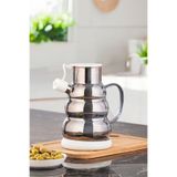 Porsima -2 Kapaklı Borosilikat Cam Yağlık Sirkelik 1000ml Beyaz, 3617