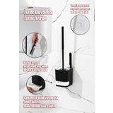 Porsima 2038 Su Akıtmayan Yapışkanlı Banyo Lavabo Wc Temizleme Fırçası- 2li Tuvalet Fırçası-siyah-beyaz
