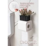 PORSIMA 2041 Yapışkanlı Banyo Tuvalet Kağıtlığı Wc Peçetelik Kağıtlık Tutucu Tuvalet Kağıt Organizeri Beyaz