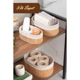 Porsima 2082 Oval 3lü Pinterest Sepet Bambu Sepet seti Dekoratif Banyo Mutfak Düzenleyici Organizeri Bej
