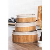 Porsima 2082 Oval 3lü Pinterest Sepet Bambu Sepet seti Dekoratif Banyo Mutfak Düzenleyici Organizeri