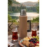Porsima 2085-2 Çift Katmanlı Paslanmaz Çelik Termos Kulplu Termos Matara 1,5lt Kahve - Kahverengi - 1,5 lt