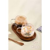 Porsima 2089-1 2Li Borosilikat Isıya Ateşe Dayanıklı Cam Kulplu Çay Bardağı Kahve Bardak Kupa Pembe 400 Ml