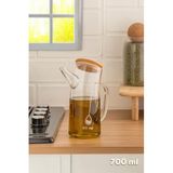 Porsima 2093 Bambu Kapaklı Vakumlu Borosilikat Cam Yağdanlık Yağlık Sirkelik 700Ml