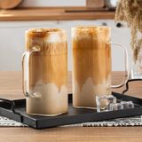Porsima 2'li Borosilikat Isıya Dayanıklı Latte Bardağı Su Bardağı Sunumluk Cam Kupa Bardak 2 Adet 380 ml
