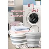Porsima 2li Katlanabilir Akordiyon Temizlik Seti - Katlanır Sepet 25 lt. - Katlanır Su Kovası 10 lt.