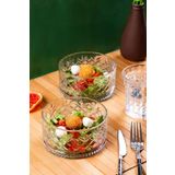 Porsima 2li Kristal Cam Çerezlik Sunumluk Kase Seti Magnolya Salata Kasesi Takımı 400 Ml