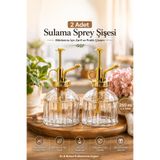 Porsima 2'li Pembe Vintage Cam Yağdanlık Bitki Sulama Şişesi Oda Kokusu Dağıtıcı Cam Dağıtıcı Sprey Yağlık 250ml