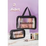 Porsima 2li Şeffaf Seyahat ve Makyaj Çantası Su Geçirmez Organizer Washbag