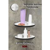 Porsima 2li Yapışkanlı Banyo Köşeliği Rafı-banyo Düzenleyici Askılığı-duvar Duş Rafı Banyo Köşe Şampuanlık