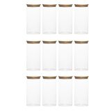 Porsima 3-4 Bambu Vakumlu Kapaklı Yuvarlak Cam 12li Kavanoz Seti Saklama Kabı 1650ml 10x25cm