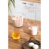 Porsima 3 Lü Şeffaf Plastik Ölçek Kabı - Beher Mutfak Ölçü Kabı 250Ml-500Ml-1000Ml