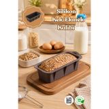 Porsima 30003 Silikon Ekmek Kalıbı Dikdörtgen Kek Kalıbı Antrasit 7*25CM