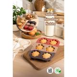 Porsima 30010-2 Silikon 6lı Muffin Kalıbı Papatya Kek Kalıbı Kalıbı 17*26CM - Renkli
