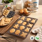 Porsima 30011 Silikon 9Lu Neşeli Kurabiye Kalıbı Antrasit 19,5 X 34Cm