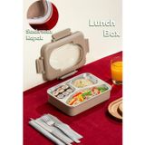 Porsima 3010-1 Paslanmaz Çelik 3 Bölmeli Vakumlu Yemek Termosu Beslenme Kutusu Taşınabilir Lunch Box Sefer Tası - Kahve