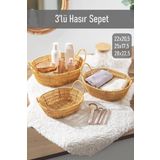 Porsima 302b 3lü Düzenleyici Oval Hasır Sepet Seti Ekmeklik Sepet