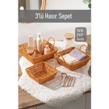 Porsima 303a 3lü Düzenleyici Kare Hasır Sepet Seti Ekmeklik Sepet
