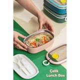 Porsima 3114 Vakumlu Lunch Box Yemek Termosu Kolay Kilitlenir Kendinden Kaşıklı Sefer Tası – 750ml Pembe