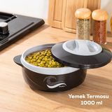 Porsima 3149 1000 Ml Yemek Termosu - Sızdırmaz Kilitlenebilir Kapak Paslanmaz Çelik Sefer Tası - Siyah