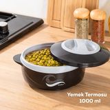 Porsima 3149 Yemek Termosu - Sızdırmaz Kilitli Kapak Saklama Kabı Paslanmaz Çelik Sefertası 1000 ml - Siyah