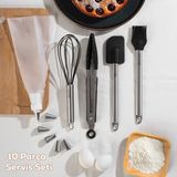 Porsima 3162 10 Parça Pasta ve Tatlı Servis Seti Kek Pasta ve Şekillendirici Duy Seti Siyah