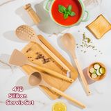 Porsima 3167 Bambu Silikon 4 Parça Servis Takımı Seti Cappuccino - Açık Kahverengi