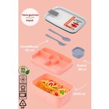 Porsima 3193 Vakumlu Kendinden Kaşık Çatallı Sosluklu Bölmeli Beslenme Çantası- 2 Katlı Lunch Box-Sefer Tası