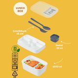 Porsima 3200 Vakumlu Kendinden Kaşık Çatallı Sosluklu Bölmeli Beslenme Çantası - Taşınabilir 2 Katlı Lunch Box - Sefer Tası 1200 ml Beyaz