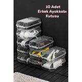 Porsima 3207 10 Adet Erkek Ayakkabı Saklama Kutusu - Şeffaf Pratik Ayakkabı Düzenleyici Saklama Seti