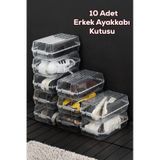 Porsima 3207 10 Adet Erkek Ayakkabı Saklama Kutusu - Şeffaf Pratik Ayakkabı Kabı Düzenleyici Saklama Seti ŞEFFAF