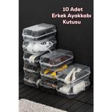 Porsima 3207 10 Adet Erkek Ayakkabı Saklama Kutusu - Şeffaf Pratik Ayakkabı Kabı Düzenleyici Saklama Seti