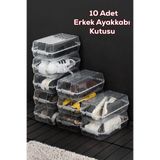 Porsima 3207 10 Adet Erkek Ayakkabı Saklama Kutusu - Şeffaf Pratik Ayakkabı Kabı Düzenleyici Saklama Seti