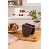 Porsima 33006 Silikon Fırın Eldiveni Isı Yalıtımlı Mikrodalga Fırın Tencere Tepsi Tutacağı Antrasit