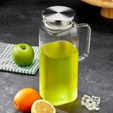 Porsima 3406 Isıya Dayanıklı Borosilikat Cam Çelik Kapaklı Sürahi Karaf 2000ML - Şeffaf - 2 lt