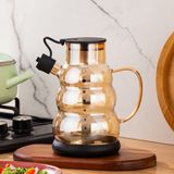Porsima 3617-1 Kapaklı Borosilikat Cam Yağlık Sirkelik Yağdanlık 1000ML Siyah