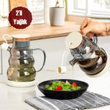 Porsima 3617- 2 Kapaklı Borosilikat Cam 2li Yağlık Sirkelik Seti Yağdanlık Takımı 1000ml Beyaz Beyaz