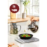 Porsima 3617- 2 Kapaklı Borosilikat Cam 2li Yağlık Sirkelik Seti Yağdanlık Takımı 1000ml Beyaz