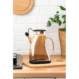 Porsima 3855-1 Şeffaf Borosilikat Cam Zeytinyağ Şişesi - Yağlık ve Sirkelik Siyah 1 lt