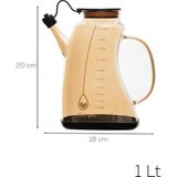 Porsima 3855-1 Şeffaf Borosilikat Cam Zeytinyağ Şişesi - Yağlık ve Sirkelik Siyah 1lt