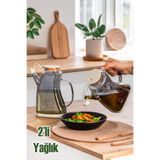 Porsima 3855-2 Şeffaf Borosilikat Cam Zeytinyağ Şişesi - 2li Yağlık ve Sirkelik Seti Beyaz 1lt