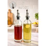 Porsima 3890-1 Gümüş Sızdırmaz Kapaklı Cam 2li Yağlık Sirkelik Yağdanlık Seti 500+500 ml