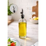 Porsima 3890-1 Gümüş Sızdırmaz Kapaklı Cam Yağlık Sirkelik Yağdanlık 500 ml