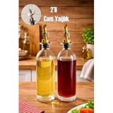 Porsima 3890 Gold Sızdırmaz Kapaklı Cam 2li Yağlık Sirkelik Yağdanlık Seti 500+500 ml Altın