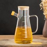 Porsima 401275 Alisa Bambu Kapaklı Borosilikat Ölçekli Cam Yağlık Silikon Tabanlı Dereceli Yağdanlık 900 ml