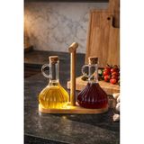 Porsima 415 2li standlı Mantar Kapaklı Borosilikat Cam Yağlık Sirkelik Yağdanlık 250+250 ml